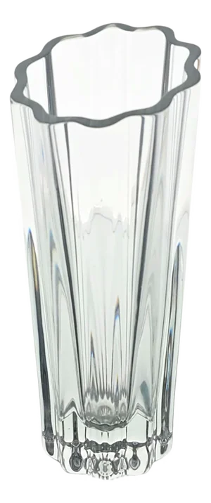 Lenox “Waterscape” Lead Crystal Bud Vase, Modernist Fluted Form, Signed Usa