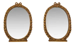 Early 20th Century Small Oval Gilt Composition Wall Mirrors, 1890s, Set of 2