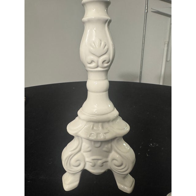 Vintage Napcoware Provincial White Ceramic Candlesticks For Sale - Image 9 of 9