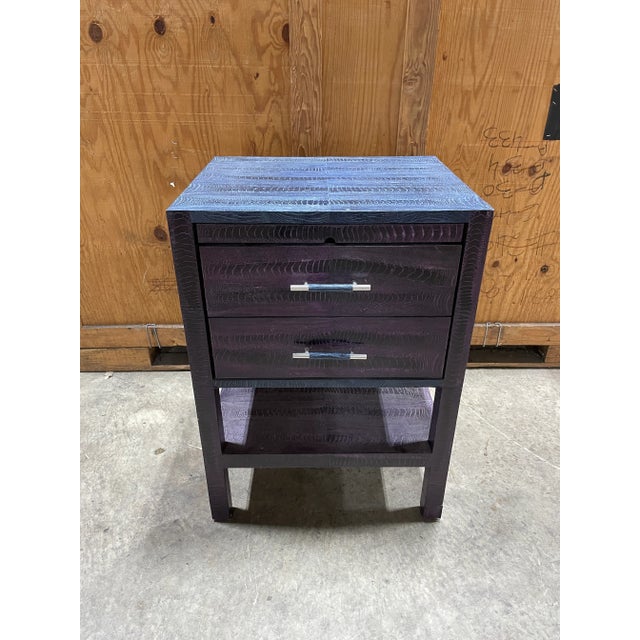 Vintage Embossed Leather Nightstand With Pull Out Tray For Sale In New York - Image 6 of 7