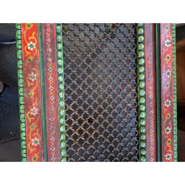 Vintage Hand-Painted, Carved Indian Coffee Table For Sale - Image 4 of 7