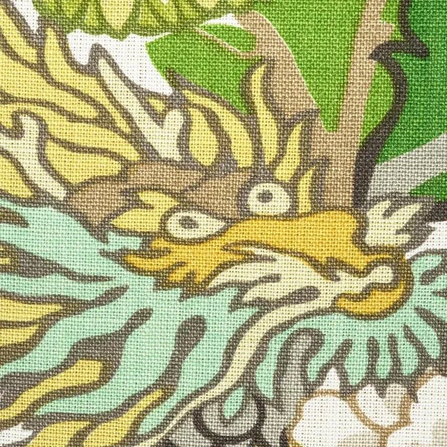 Chinoiserie Sample, Schumacher Chiang Mai Dragon in Citrus For Sale - Image 3 of 5