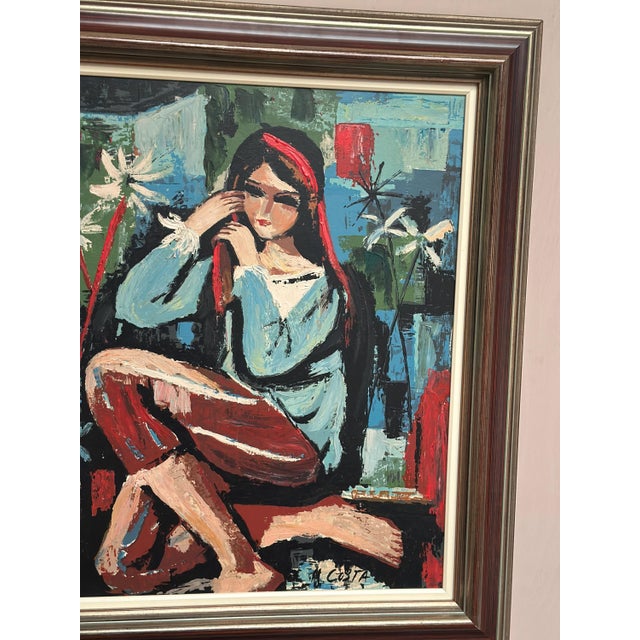 M. Costa, Portrait of a Young Lady, 1960s, Oil Painting on Canvas, Framed For Sale - Image 13 of 18