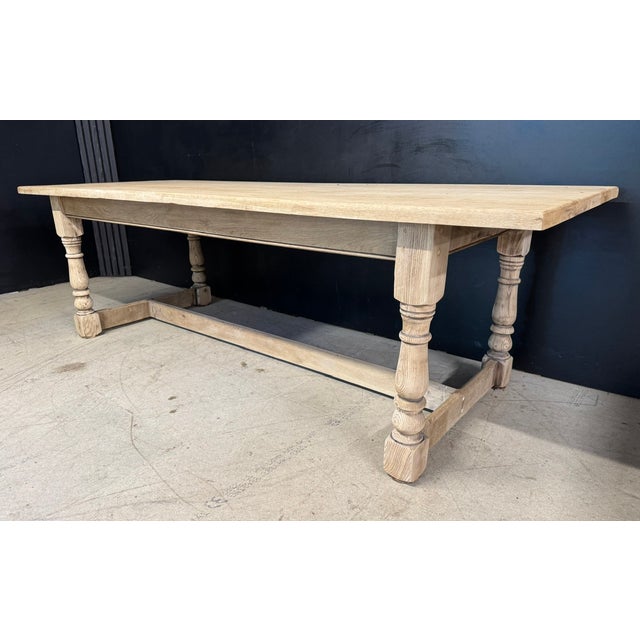 Brown Large Vintage Farmhouse Dining Table in Oak, 1925 For Sale - Image 8 of 14