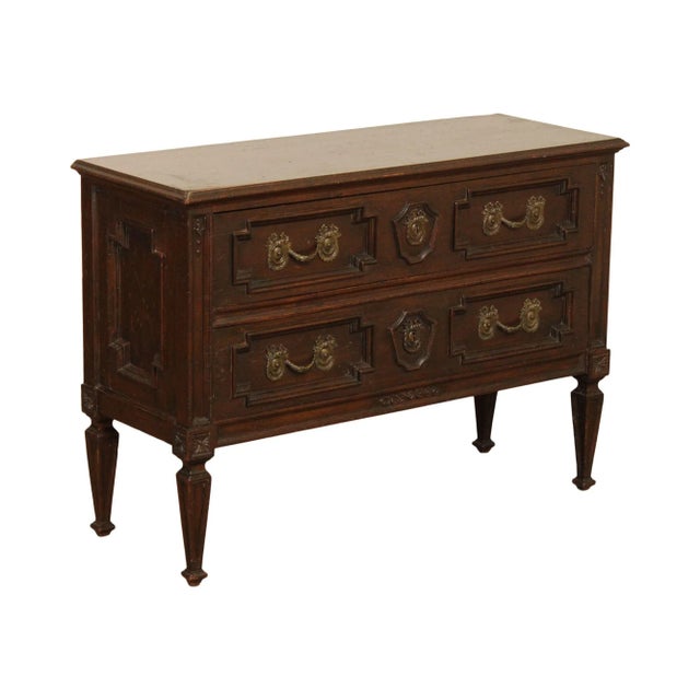 1980s Italian Neoclassical Style Carved Walnut Commode For Sale - Image 13 of 13