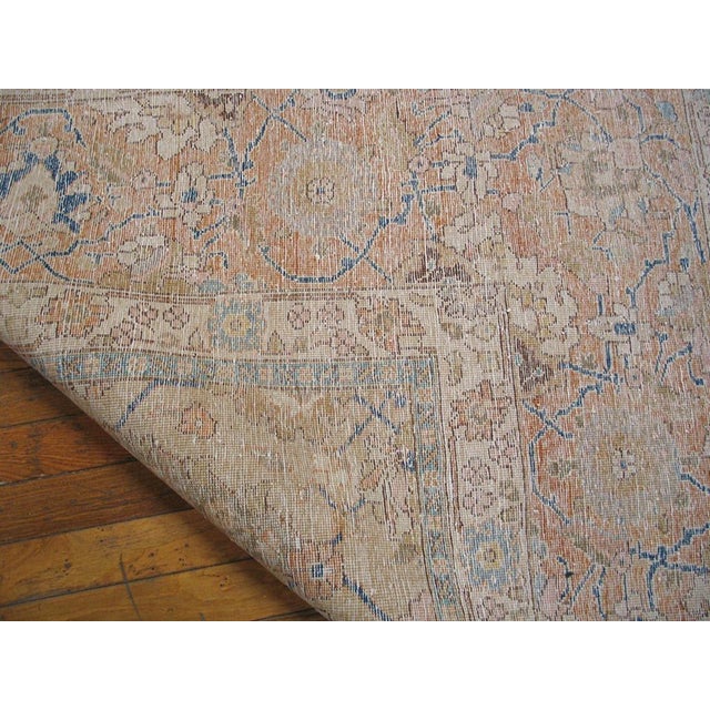 Textile Beautiful Ivory Background and Rosette Medallion Design Antique Persian Tabriz Rug For Sale - Image 7 of 7