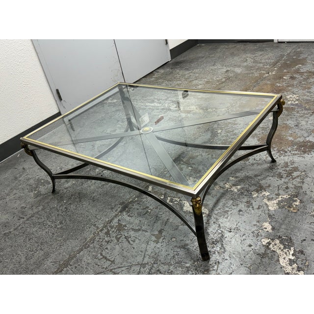 Hollywood Regency Glass Top Lion Coffee Table, Circa 1980's For Sale - Image 4 of 12