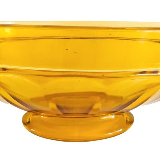 Antique Art Deco Fruit Bowl in Amber Glass from Val Saint Lambert, 1930s For Sale - Image 6 of 9