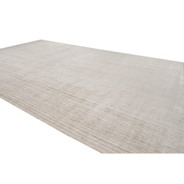 Rug & Kilim Rug & Kilim’s Oversized Textural Rug in Solid Beige and Cream Tones and Striae For Sale - Image 4 of 8