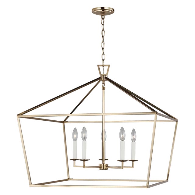 Traditional Chapman & Myers By Visual Comfort Studio Dianna 5-Light Pendant in Satin Brass For Sale - Image 3 of 3
