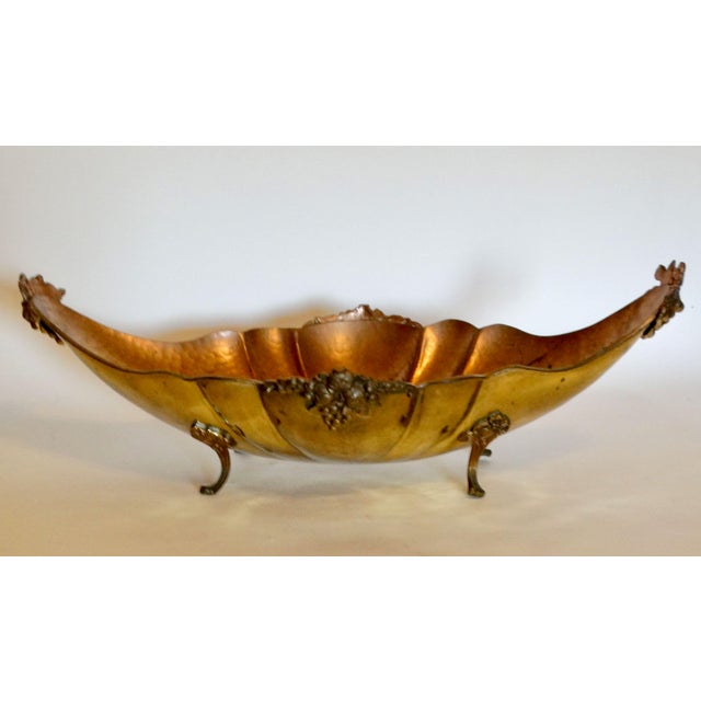 Large Antique English Hammered Brass Jardiniere With Preserved Boxwood For Sale - Image 4 of 7
