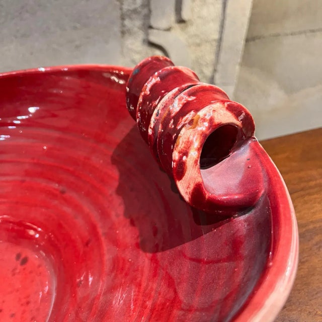 Ceramic 1960s Fortunata Design Italian Art Pottery Bowl in Oxblood Red For Sale - Image 7 of 12
