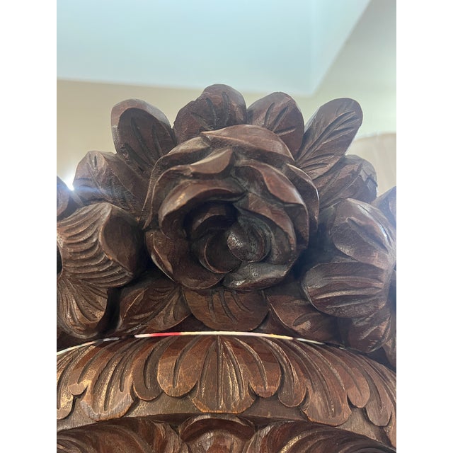 Brown French Hand Carved Dressing Cabinet With Mirrors Armoir Vines Fruit Lions Head Late 19th Century For Sale - Image 8 of 12