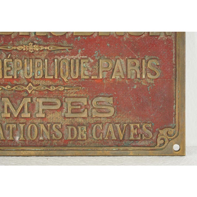 Metal Vintage European French Brass Construction Advertisement Plaque For Sale - Image 7 of 9