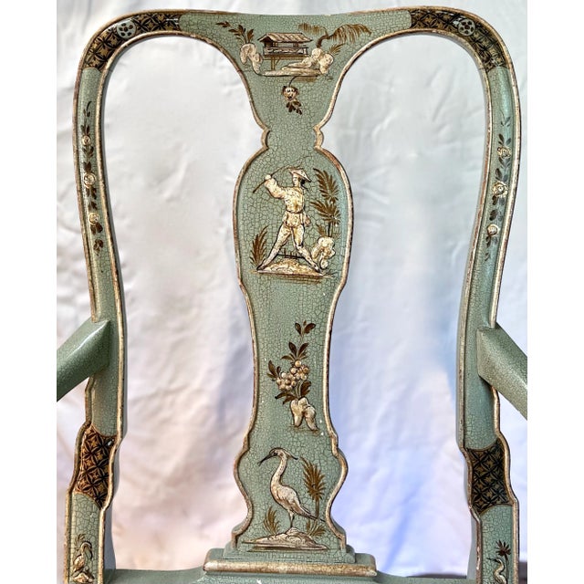 Green 20th Century Cannel & Chaffin Hand Painted Chinoiserie Armchair For Sale - Image 8 of 12