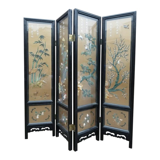 Antique Imported Asian Hand Painted Glass Enclosed Mother of Pearl