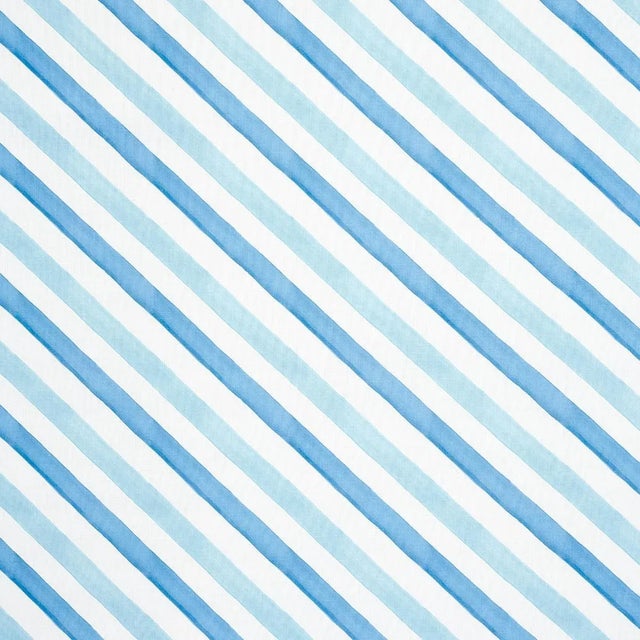 Schumacher Seaside Stripe Indoor/Outdoor Fabric in Ocean For Sale