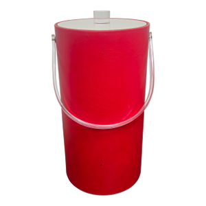 1960s Morgan Design Bucket Brigade 15" Tall Red Ice Bucket