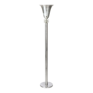 Art Deco Machine Age Torchiere in Brushed Aluminum & Glass Signed Russel Wright