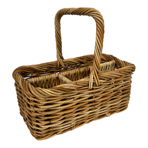 Vintage Basketweave Four Compartment Utensil Holder