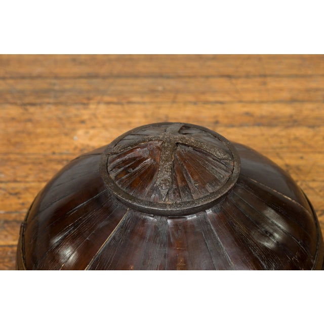 Wood Chinese Antique Decorative Wooden Cover with Shape and Dark Patina For Sale - Image 7 of 12