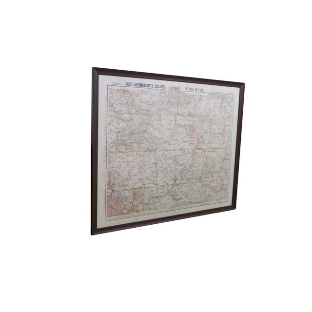 Victorian Antique French Victorian Carte Automobilistes & Cyclistes Paris Map 39" For Sale - Image 3 of 17