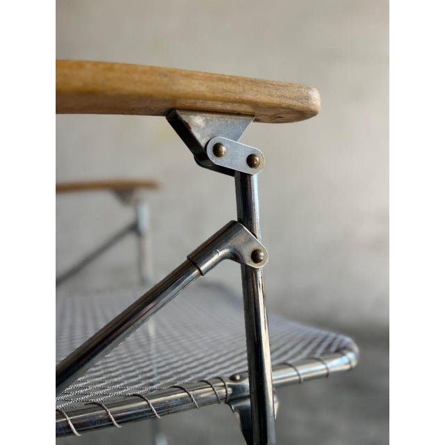 Set of Vintage Aluminium Wire Folding Chairs For Sale - Image 4 of 18