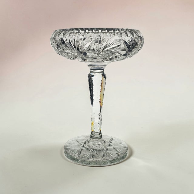Antique Abp American Brilliant Cut Glass Pedestal Compote Candy Dish 8" H For Sale - Image 13 of 13