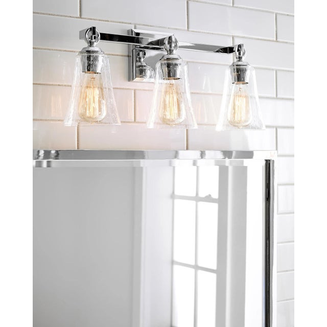 Sean Lavin by Visual Comfort Studio Monterro 3-Light Vanity, Satin Nickel For Sale - Image 4 of 5