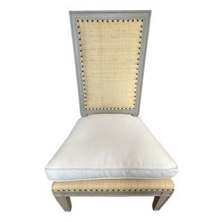 Oly Studio Grey Painted & Raffia Side Chair For Sale