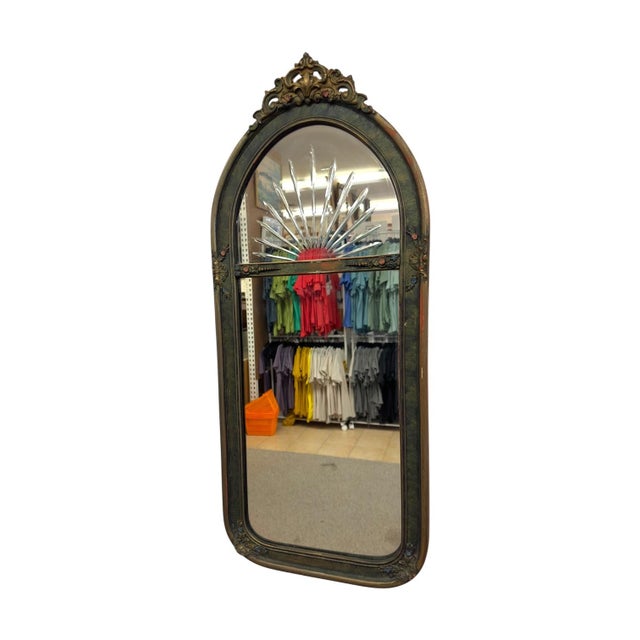 1970s Vintage Arched Pier Mirror With Glass Sunburst Prism – Ornate Gilt Hollywood Regency Wall Mirror. For Sale - Image 5 of 11