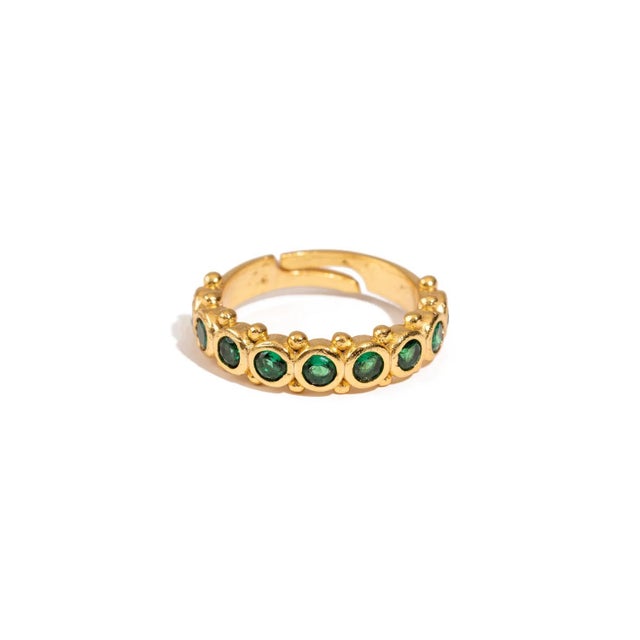 Emerald Majestic Emerald Adjustable Gold Statement Ring, Size 8 For Sale - Image 8 of 9