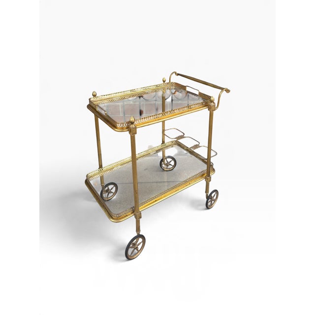Vintage Maison Jansen Brass Drinks Trolley Bar Cart For Sale - Image 13 of 13