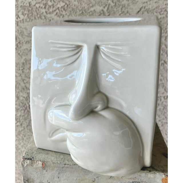 Circa 1980 Fitz & Floyd Highly Glazed Earthenware Sneezing Man Tissue Box Cover From the Great
