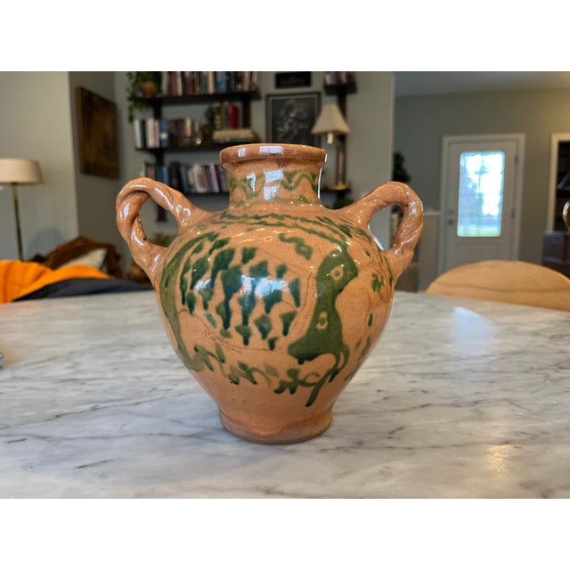 Antique 30's Ceramic Redware Slip Decoration Pottery Jug- Signed and Date 1939 For Sale - Image 6 of 13
