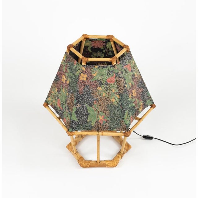 Midcentury Modern Table Lamp in Rattan and Bamboo, 1970s For Sale - Image 4 of 15