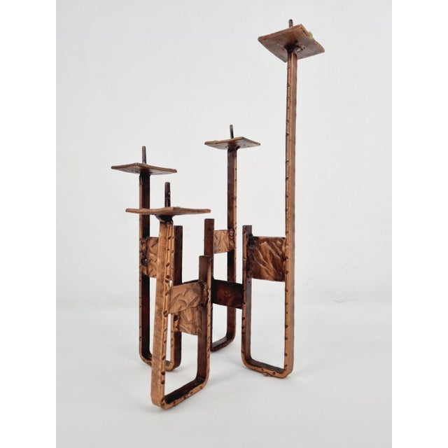 Brutalist Brutalist Copper Artisan Candlestick, 1970s For Sale - Image 3 of 11