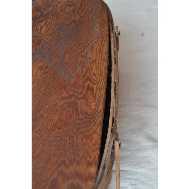 Mid 20th Century Woven Wood Picnic Basket - For Sale - Image 16 of 16