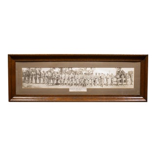 Antique Military Panoramic Photo in Original Walnut Frame c.1910 For Sale