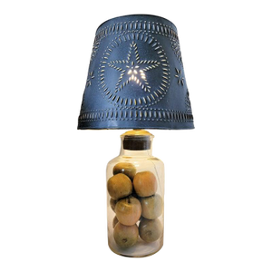 Hand Blown Lamp With Fruit and Star Punch Tin Shade