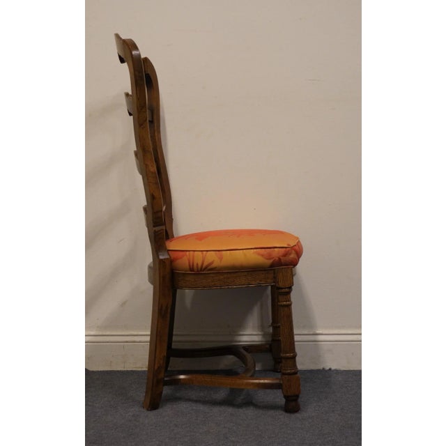 Brown Vintage Antique Country French Style Ladderback Dining Side Chair For Sale - Image 8 of 11