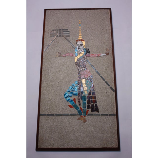 This Hohenberg Mosaic depicts a classical Thai dancer and is comprised of glass and ceramic tiles against a crystalline...