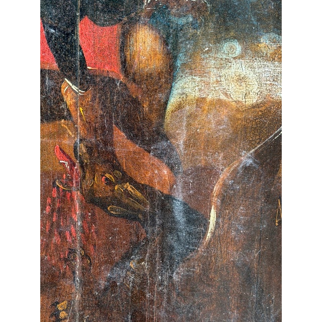 19th Century Depicting Saint George on Horseback Slaying the Dragon, 1800s, Oil on Panel For Sale - Image 5 of 7