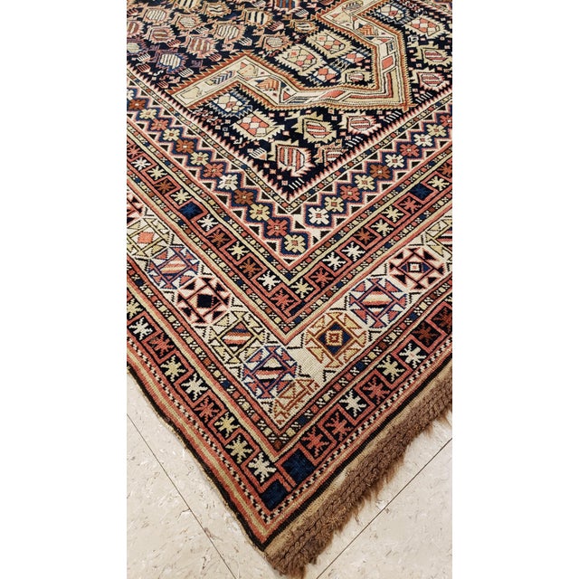 Navy Ground Antique Marasali Shirvan Prayer Rug, Hand Knotted, Wool Oriental Rug For Sale - Image 9 of 18