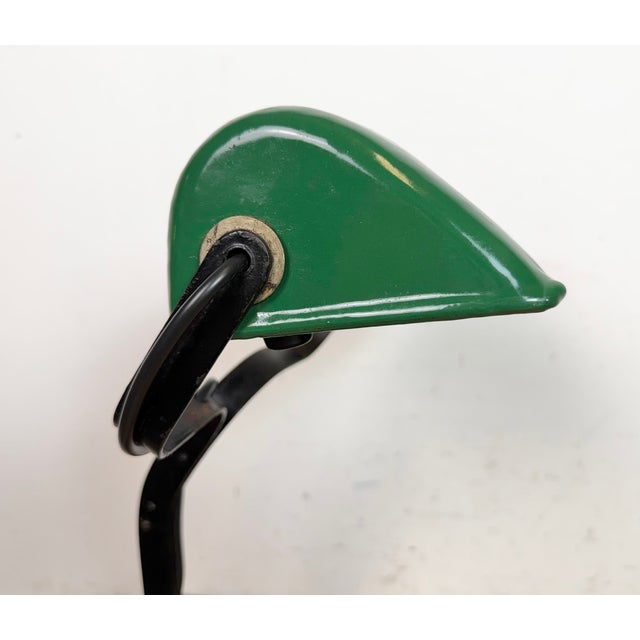 Vintage Green Enamel Banker Lamp, 1930s For Sale - Image 14 of 18