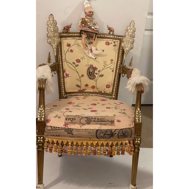 Whimsical Jester Floridus Armchair in McKenzie and Childs Style For Sale - Image 4 of 12
