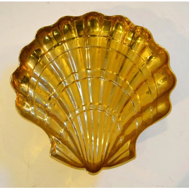 Vintage Large Clam Shell Bowl in Brass For Sale - Image 6 of 7