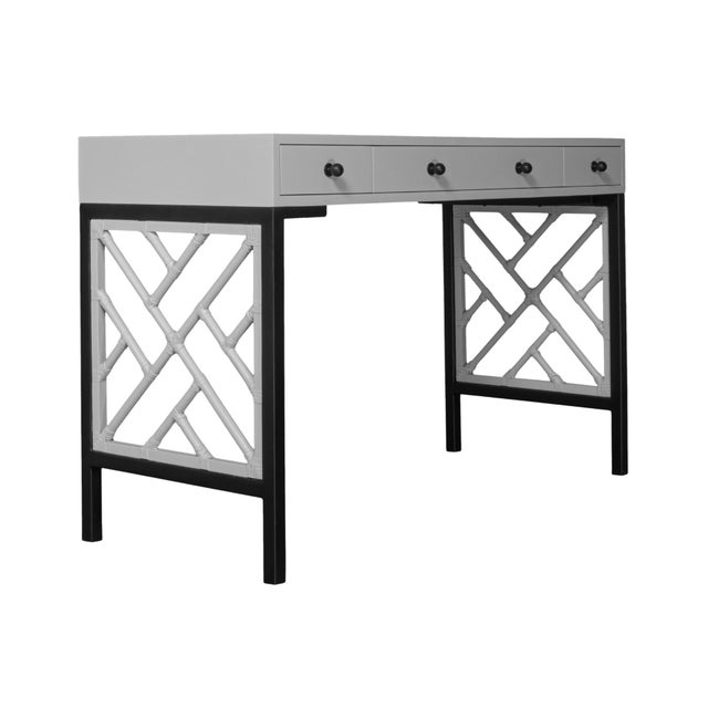 Chippendale Writing Desk - Light Gray For Sale - Image 9 of 9