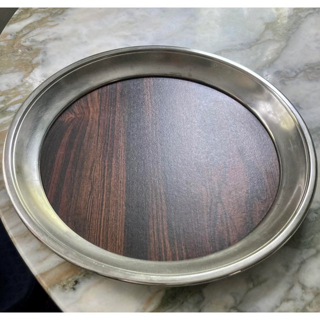 Rogers Bros. 1960s F. B. Rogers Provincetown Pewterlite & Faux Rosewood Tray For Sale - Image 4 of 13