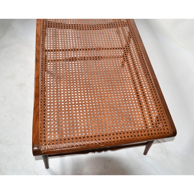 British Colonial Handwoven Cane Turned Wood Spindle Frame Chaise Lounge Daybed For Sale - Image 9 of 13